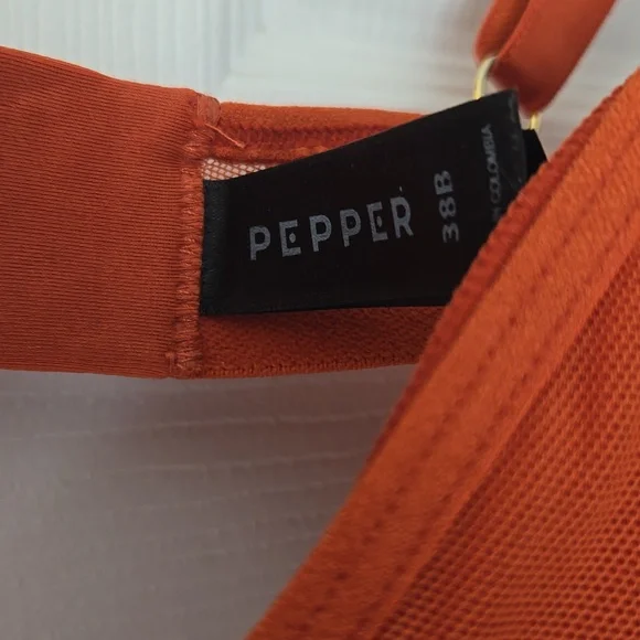 Pepper All You Lightly Lined Mesh Bra In Orange 38B - Picture 2 of 5